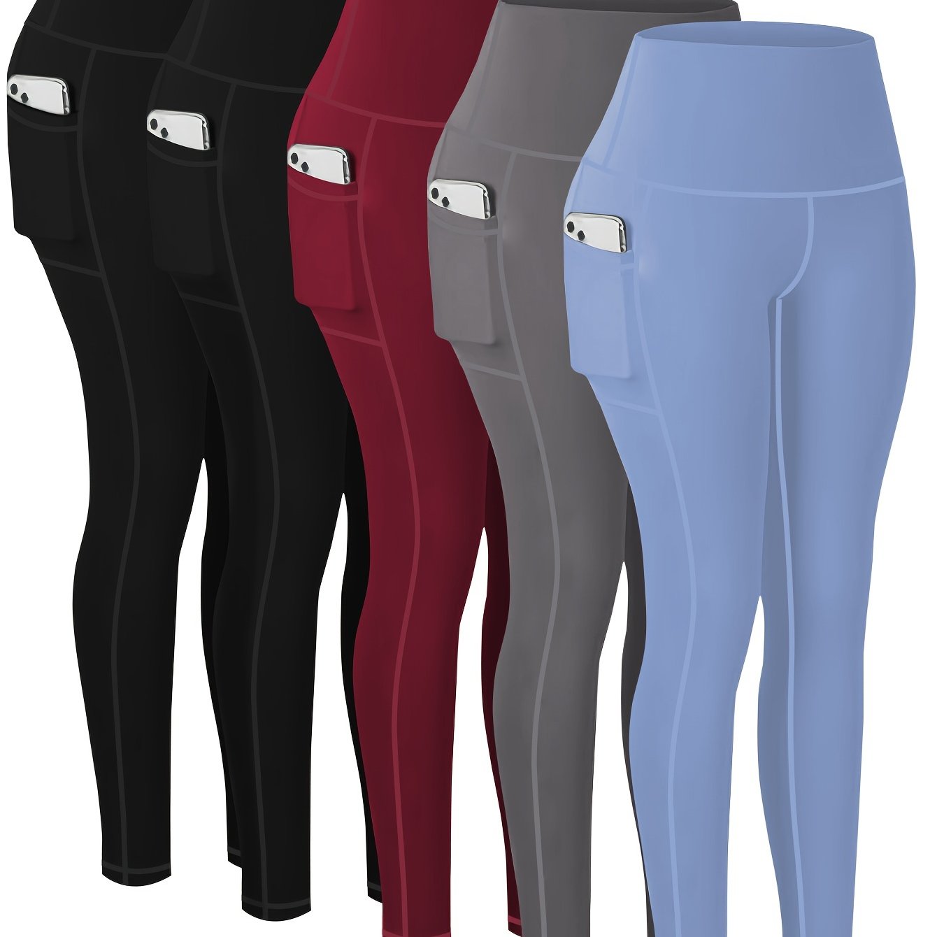 Targeted Five-piece Set of Sports Yoga Pants for Women, High-waisted, Tight, Quick-drying, Compression Pants, High Elasticity, Running, Outerwear, Long Trousers, Leggings