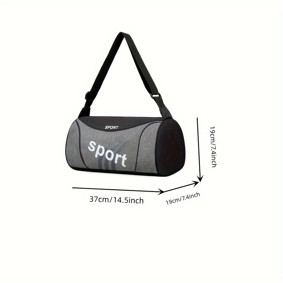 [Sporty|Duffel Bag] Sporty Black and Gray Men's Nylon Travel Duffel Bag with Letter Print | Crossbody Shoulder Bag for Gym, Weekend Getaways, and Storage, Sports Accessory Bag