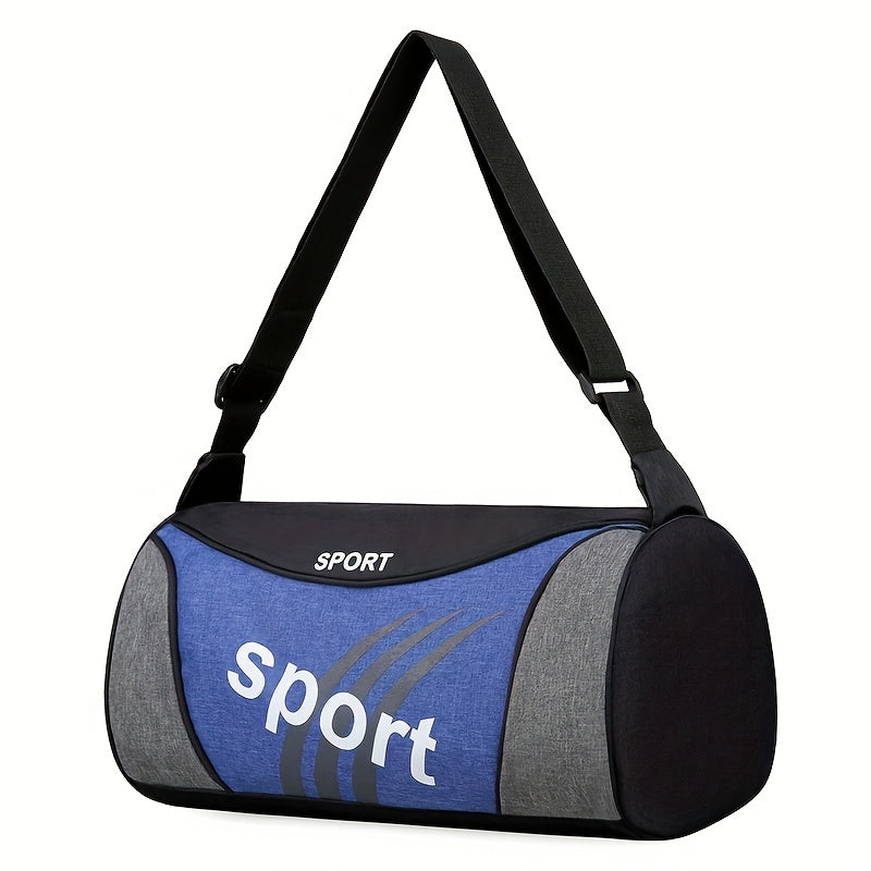 [Sporty|Duffel Bag] Sporty Black and Gray Men's Nylon Travel Duffel Bag with Letter Print | Crossbody Shoulder Bag for Gym, Weekend Getaways, and Storage, Sports Accessory Bag